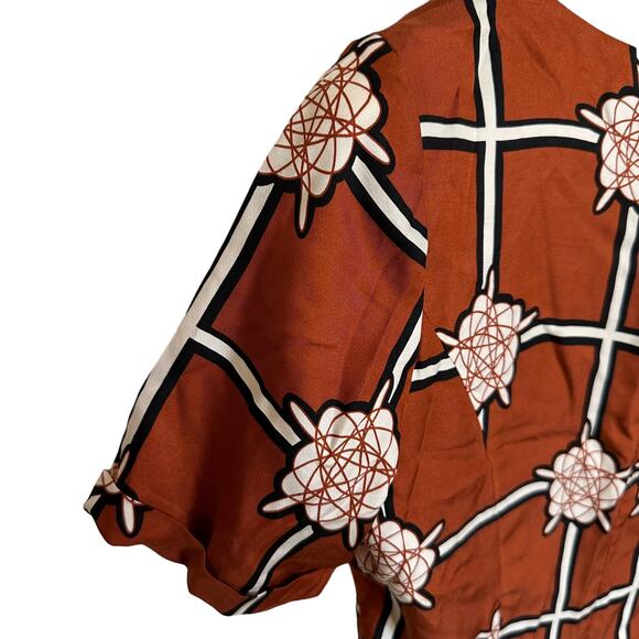 Fossil | Size 4 Galaxy Solar System Dress Burnt Orange Short Sleeve Striped - Picture 6 of 11